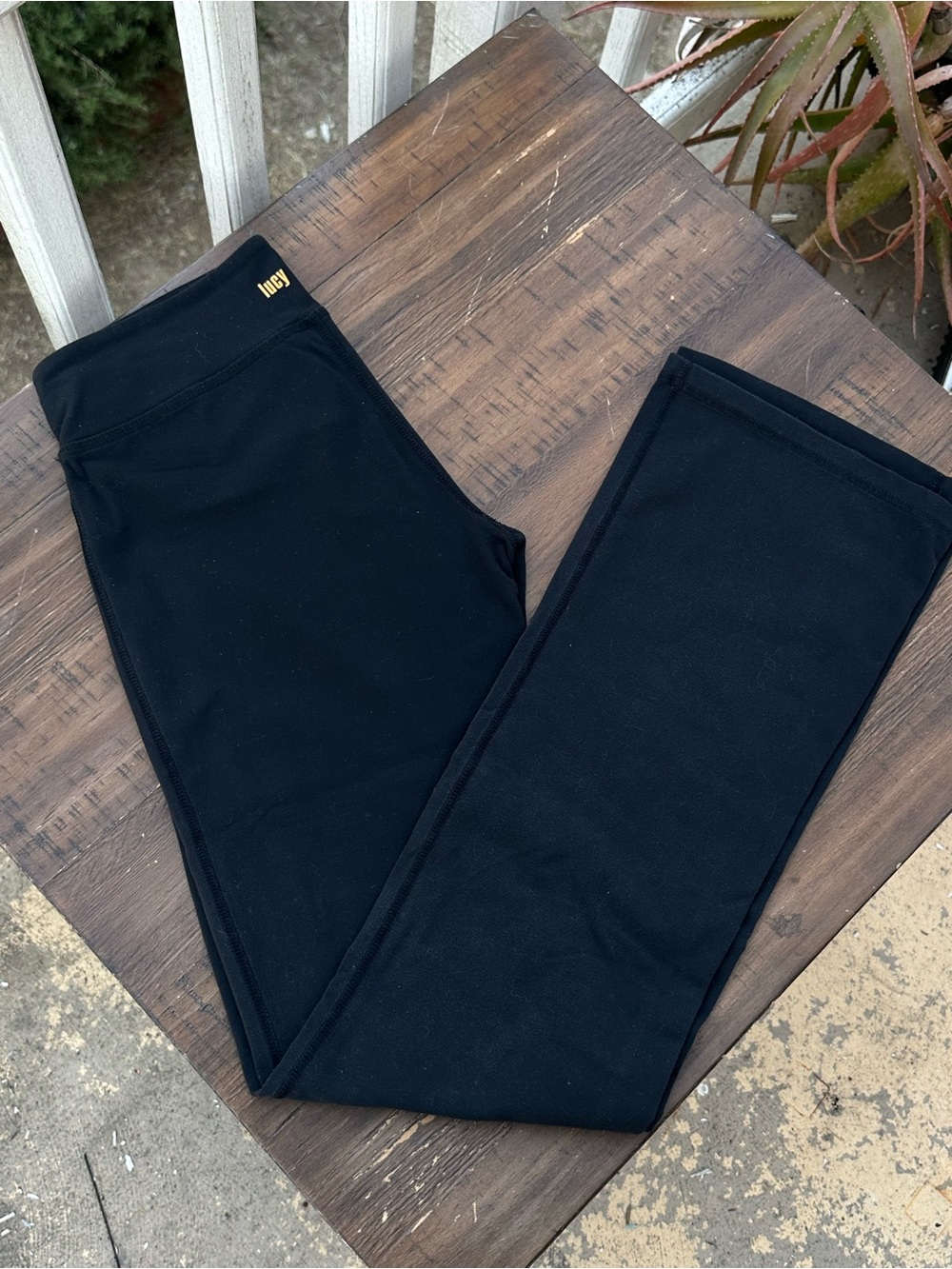 Lucy Black Leggings with Gold Logo Accent